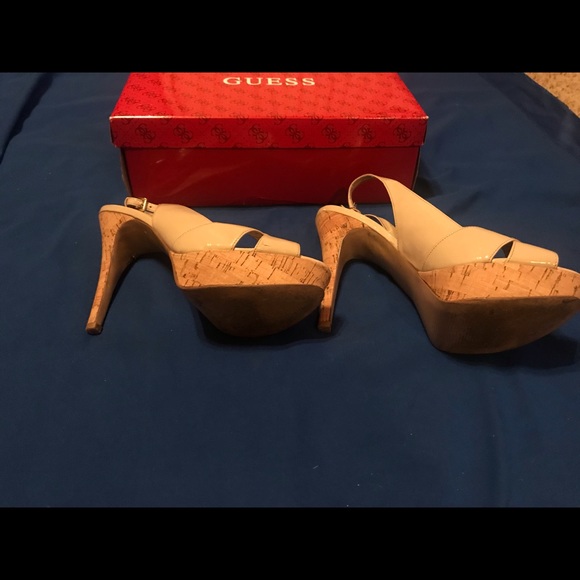 Patten Leather Cork Heel SlingBacks - Picture 3 of 4
